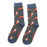 Load image into Gallery viewer, lusciousscarves Mr Heron Foxes Design Bamboo Socks , Men&#39;s Grey
