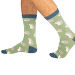 Load image into Gallery viewer, lusciousscarves Mr Heron Hedgehogs Design Bamboo Socks , Men&#39;s Green
