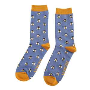 lusciousscarves Mr Heron Honey Bee's Design Bamboo Socks , Men's, Blue