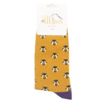 Load image into Gallery viewer, lusciousscarves Mr Heron Honey Bee&#39;s Design Bamboo Socks , Men&#39;s Mustard
