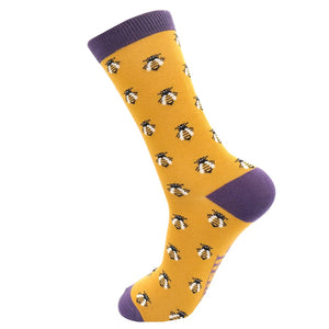 lusciousscarves Mr Heron Honey Bee's Design Bamboo Socks , Men's Mustard