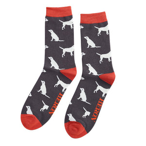 lusciousscarves Mr Heron Labradors Design Bamboo Socks , Men's Grey