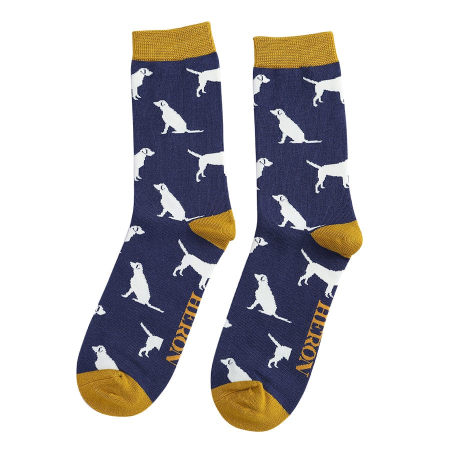 lusciousscarves Mr Heron Labradors Design Bamboo Socks , Men's Navy