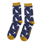 Load image into Gallery viewer, lusciousscarves Mr Heron Labradors Design Bamboo Socks , Men&#39;s Navy
