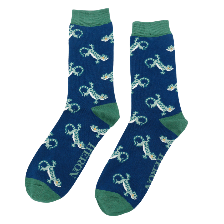 lusciousscarves Mr Heron Lizard's Design, Men's Bamboo Socks Orange