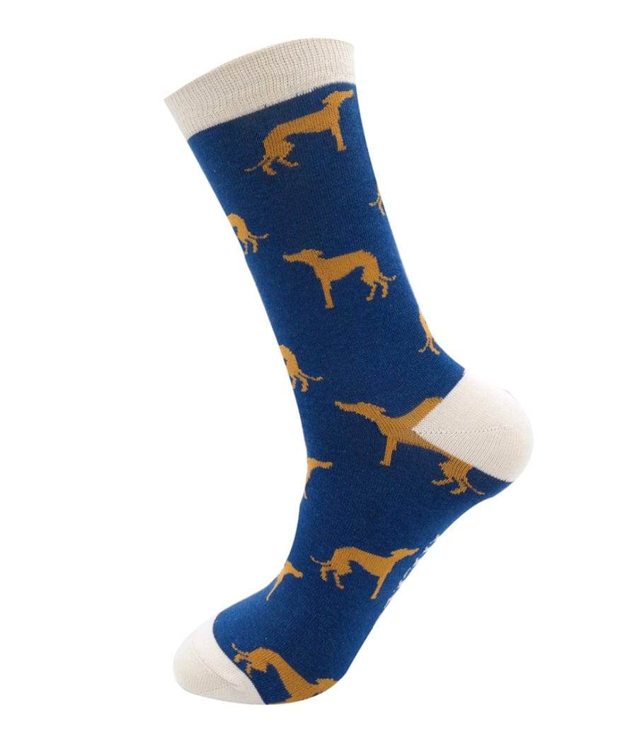 lusciousscarves Mr Heron Men's Greyhounds Bamboo Socks , Navy