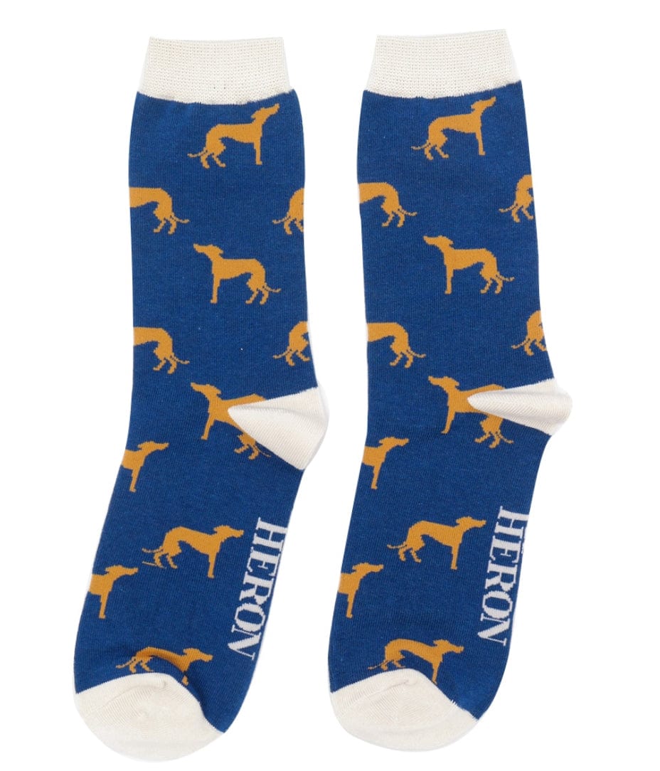 lusciousscarves Mr Heron Men's Greyhounds Bamboo Socks , Navy