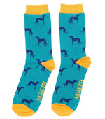 Load image into Gallery viewer, lusciousscarves Mr Heron Men&#39;s Greyhounds Bamboo Socks, Teal
