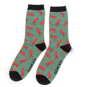 lusciousscarves Mr Heron Men's Lobsters Bamboo Socks - Teal