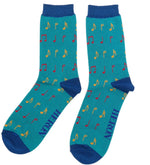 Load image into Gallery viewer, lusciousscarves Mr Heron Men&#39;s Music Notes Bamboo Socks, Teal
