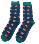 Load image into Gallery viewer, lusciousscarves Mr Heron Men&#39;s Tortoise Design Bamboo Socks, Navy
