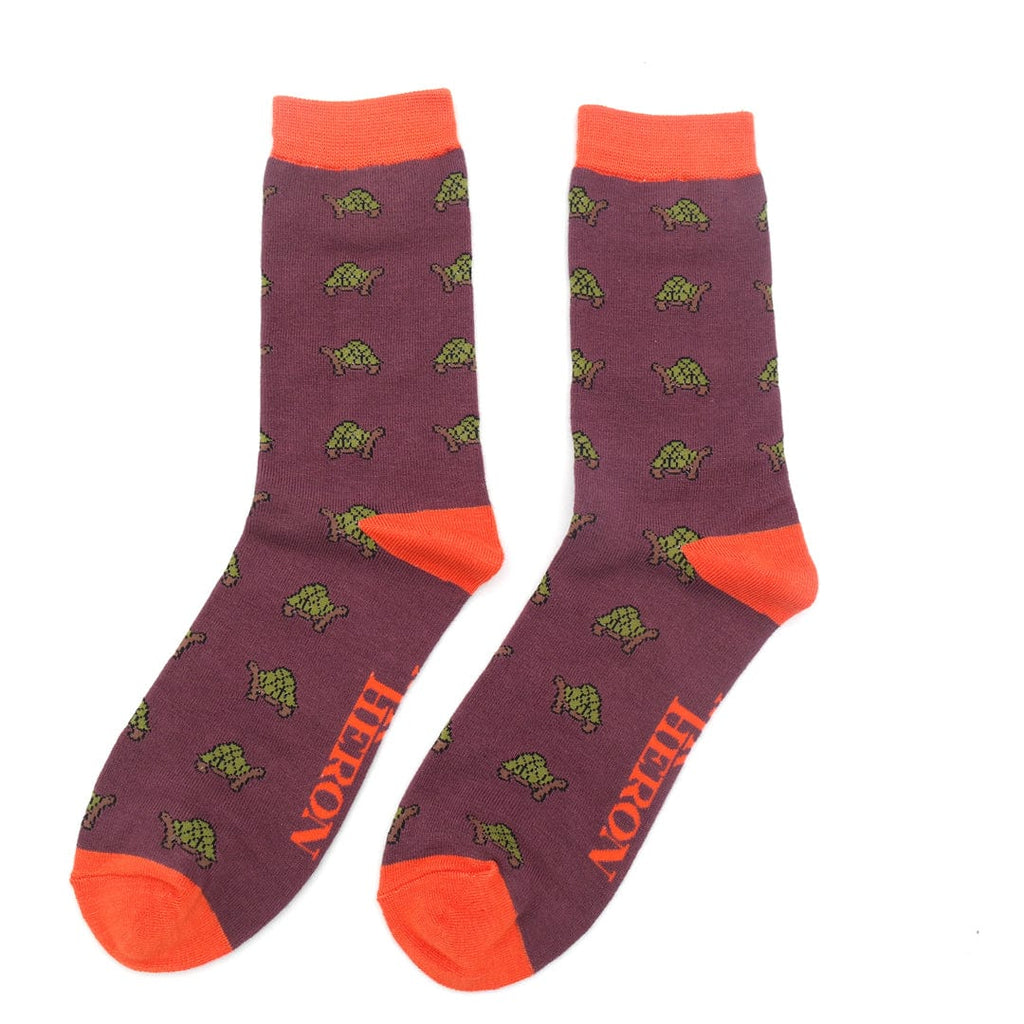 lusciousscarves Mr Heron Men's Tortoise Design Bamboo Socks , Wine