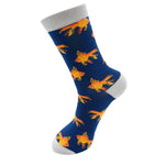 Load image into Gallery viewer, lusciousscarves Mr Heron Navy Goldfish Bamboo Socks.
