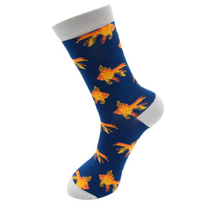 lusciousscarves Mr Heron Navy Goldfish Bamboo Socks.