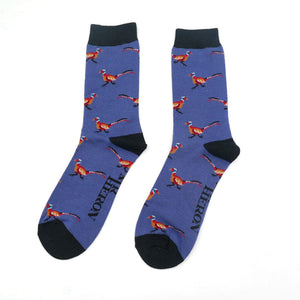 lusciousscarves Mr Heron Pheasants Design Bamboo Socks , Men's Blue