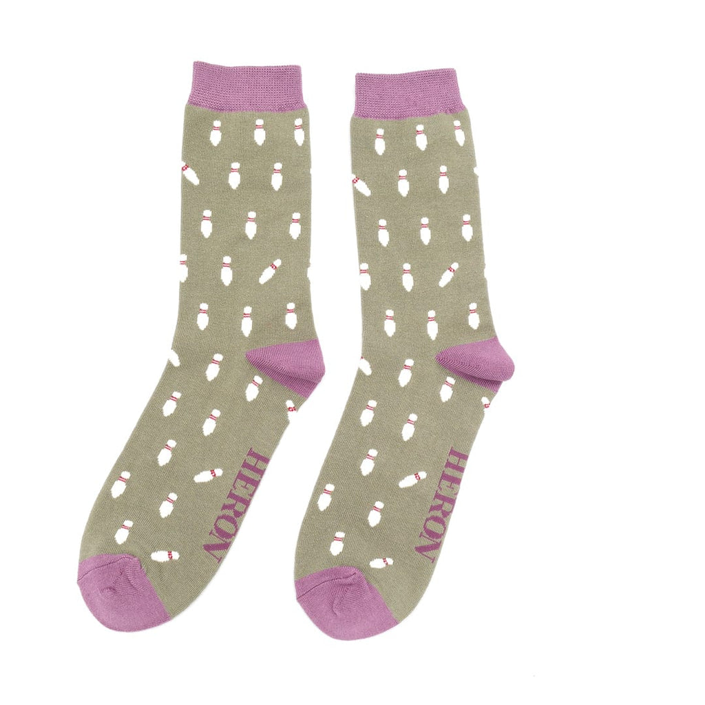 lusciousscarves Mr Heron Skittles Bamboo Socks Khaki.