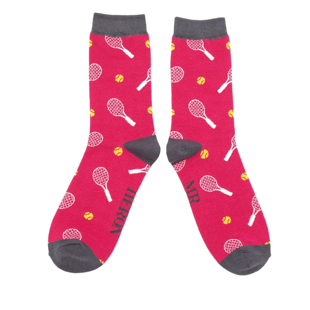 lusciousscarves Mr Heron Tennis Design Bamboo Socks Red