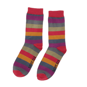 lusciousscarves Mr Heron Thick Stripes Design Bamboo Socks , Men's Multi