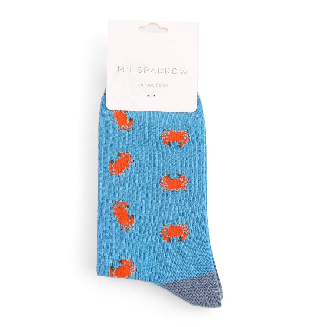 lusciousscarves Mr Sparrow Sea Crabs Design Bamboo Socks , Men's , Blue