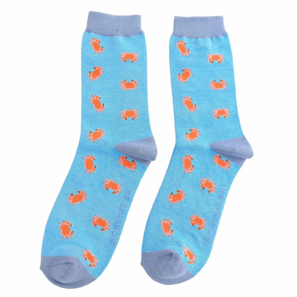 lusciousscarves Mr Sparrow Sea Crabs Design Bamboo Socks , Men's , Blue