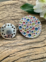 Load image into Gallery viewer, lusciousscarves Multicoloured and Silver Bubbles Design Magnetic Brooch
