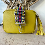 Load image into Gallery viewer, lusciousscarves Mustard Green Italian Leather Bag and Strap Combo
