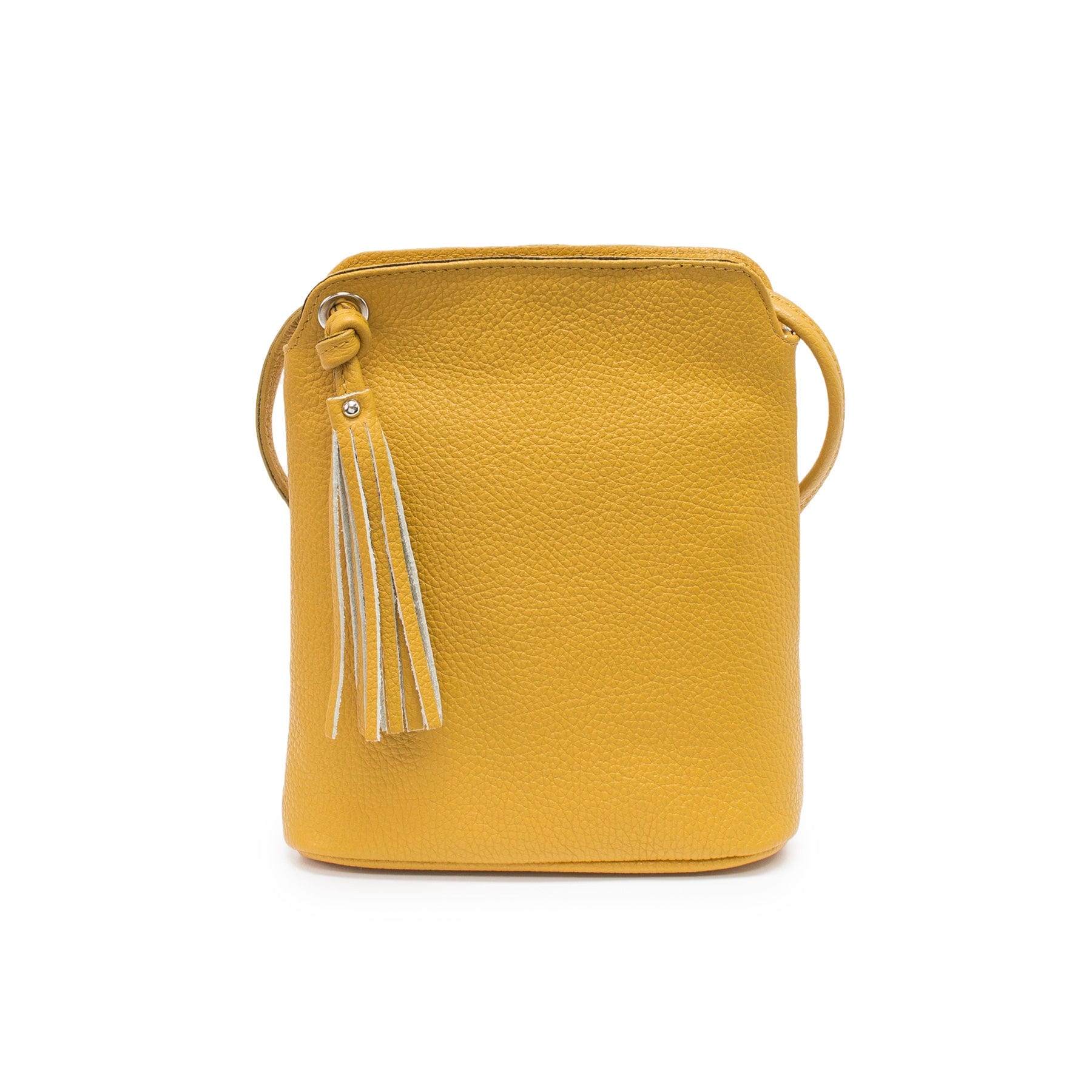 lusciousscarves Mustard Italian Leather Small Crossbody Bag / Handbag with Tassel , Available in 11 Colours.
