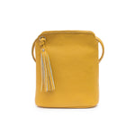 Load image into Gallery viewer, lusciousscarves Mustard Italian Leather Small Crossbody Bag / Handbag with Tassel , Available in 11 Colours.
