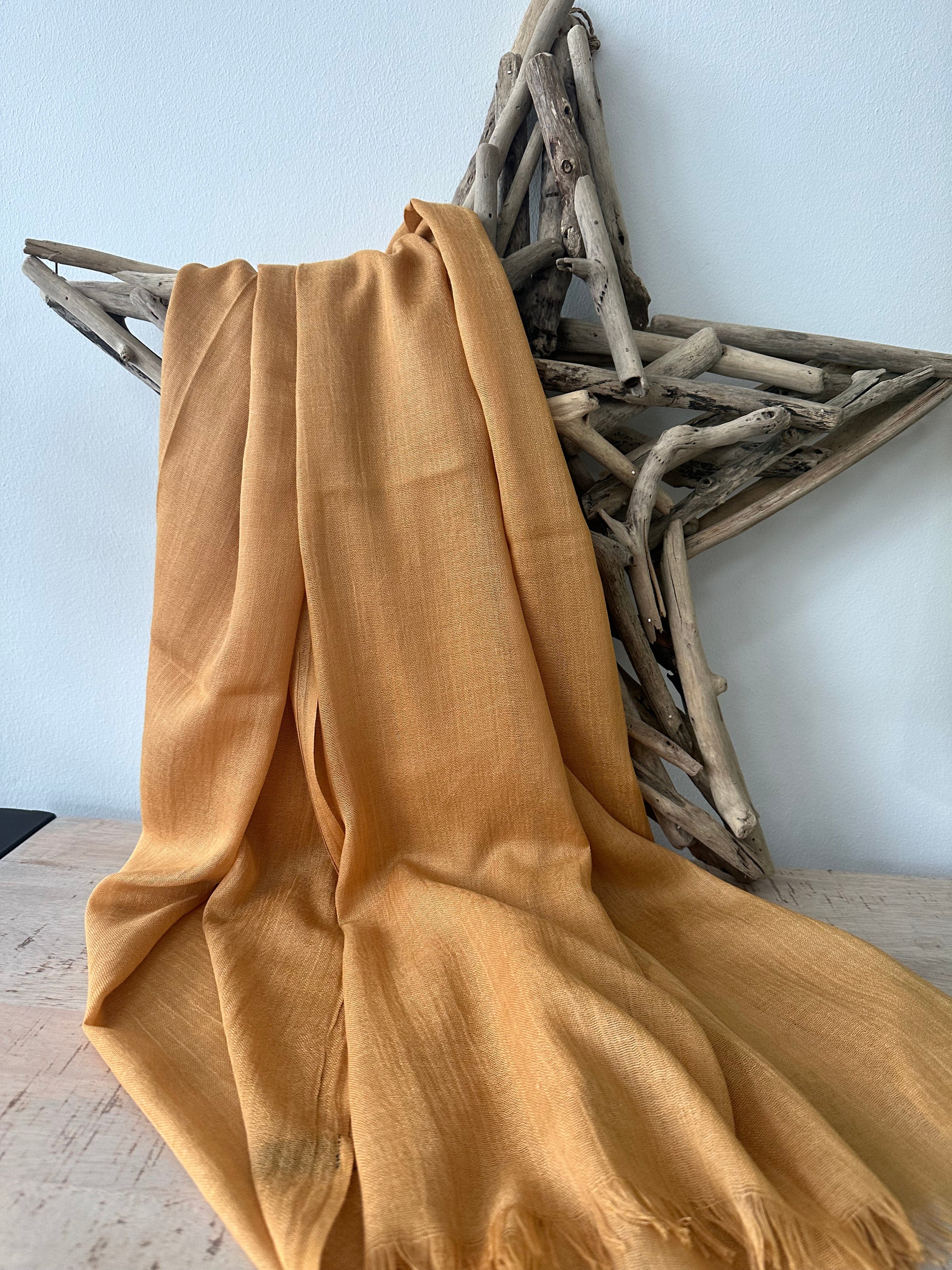 lusciousscarves Mustard Plain Light Weight Cotton Blend Summer Scarf , Wrap, Shawl 26 Colours Available