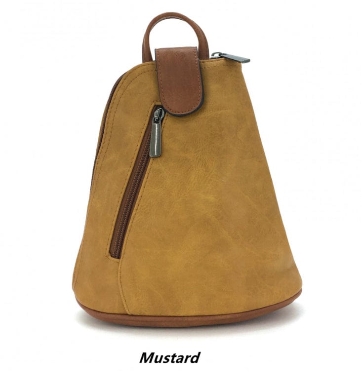 lusciousscarves Mustard Small Convertible Rucksack / Backpack / Crossbody Bag.