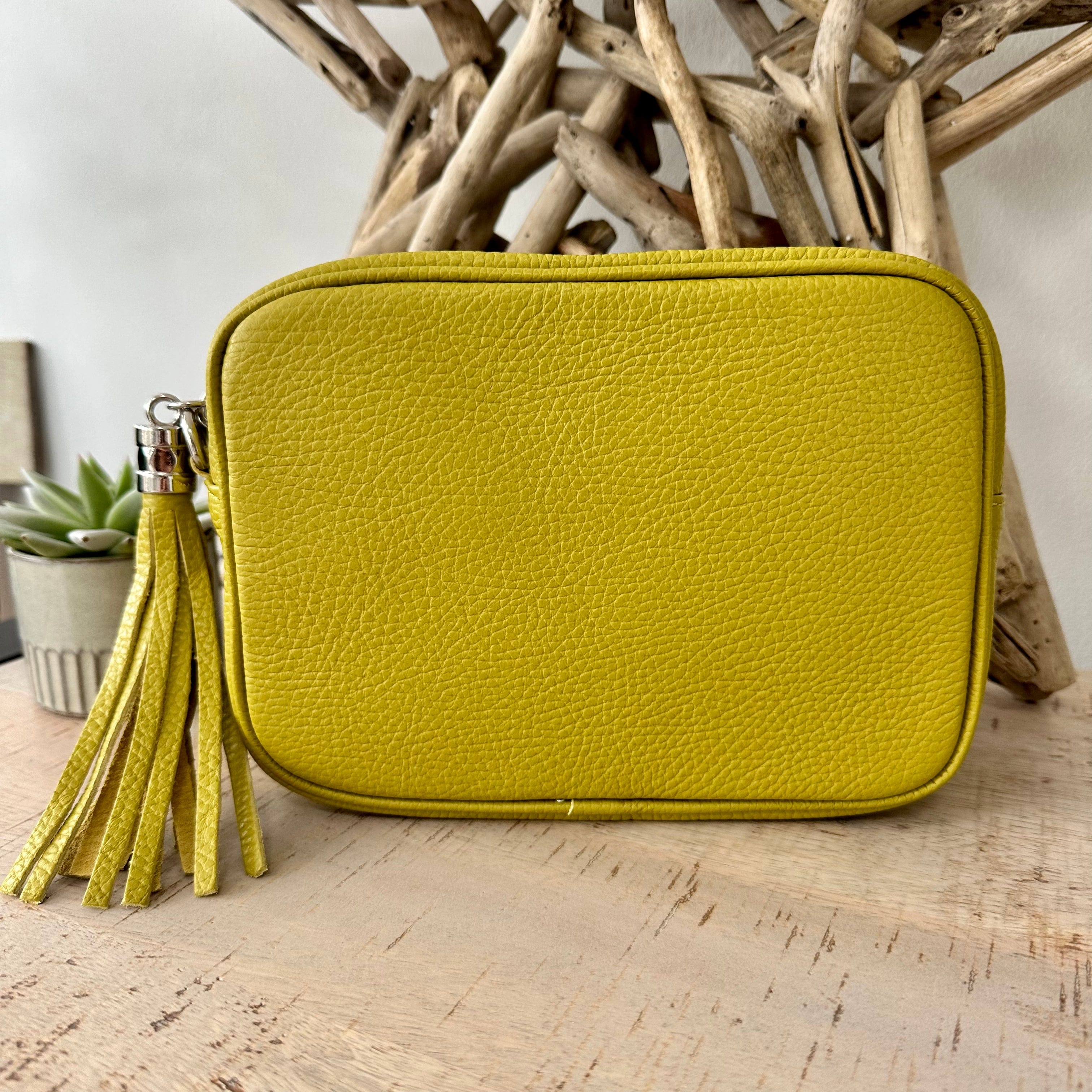 Mustard Yellow Italian Leather Exclusive Crossbody Camera Bag Handba luscious scarves