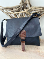 Load image into Gallery viewer, lusciousscarves Navy Faux Leather Small Square Crossbody Bag

