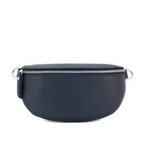 lusciousscarves Navy Italian leather Bum Bag / Chest Bag / Sling Bag