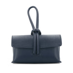 Load image into Gallery viewer, lusciousscarves Navy Italian Leather Clutch Bag, Evening Bag with Loop Handle
