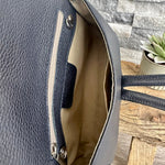 Load image into Gallery viewer, lusciousscarves Navy Italian Leather Clutch Bag with Loop Handle
