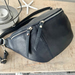 Load image into Gallery viewer, lusciousscarves Navy Italian Leather Large Sling/Chest Bag
