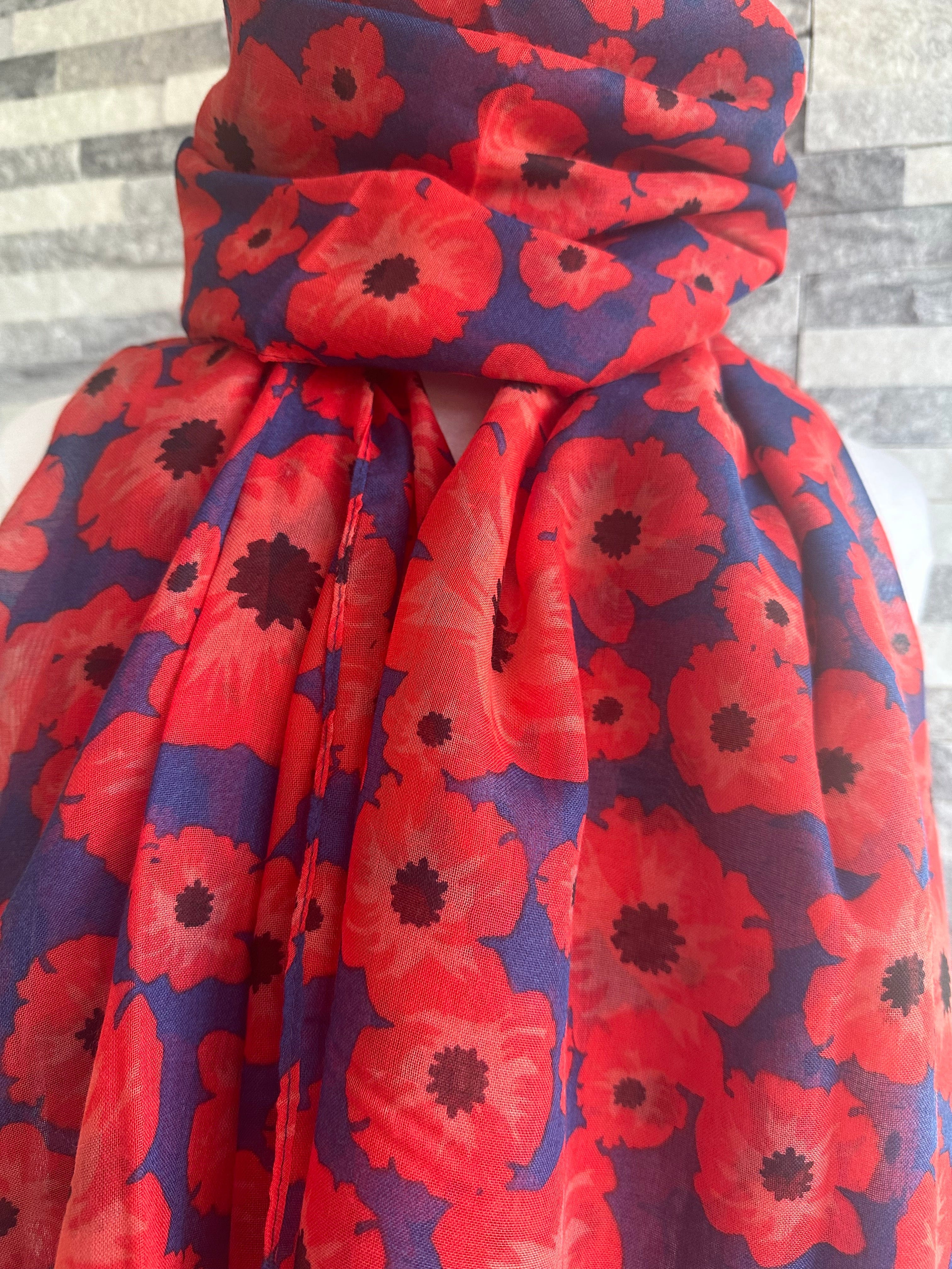 lusciousscarves Navy Ladies Lightweight Poppy Scarf available in 3 Colours.