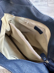 Navy leather hobo bag sales