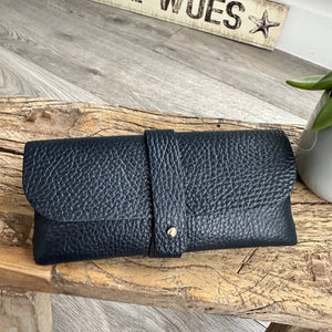 lusciousscarves Navy Leather Glasses Case