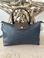 Load image into Gallery viewer, lusciousscarves Navy Leather Small Tote Bag , Crossover, Italian Design
