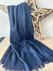 lusciousscarves Navy Plain Light Weight Cotton Blend Summer Scarf , Wrap, Shawl 26 Colours Available