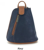 Load image into Gallery viewer, lusciousscarves Navy Small Convertible Rucksack / Backpack / Crossbody Bag.
