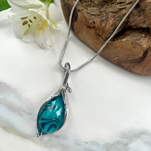 lusciousscarves Necklaces Miss Milly Deep Turquoise & Silver Resin Unfurling Necklace FN545