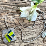 Load image into Gallery viewer, lusciousscarves Necklaces Miss Milly Green and Silver Geometric Necklace FN572
