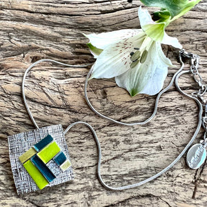 lusciousscarves Necklaces Miss Milly Green and Silver Geometric Necklace FN572