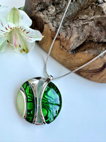 Load image into Gallery viewer, lusciousscarves Necklaces Miss Milly Green Animal Print and Silver Shield Necklace FN679
