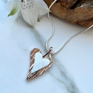 lusciousscarves Necklaces Silver and rose gold double hearts necklace.