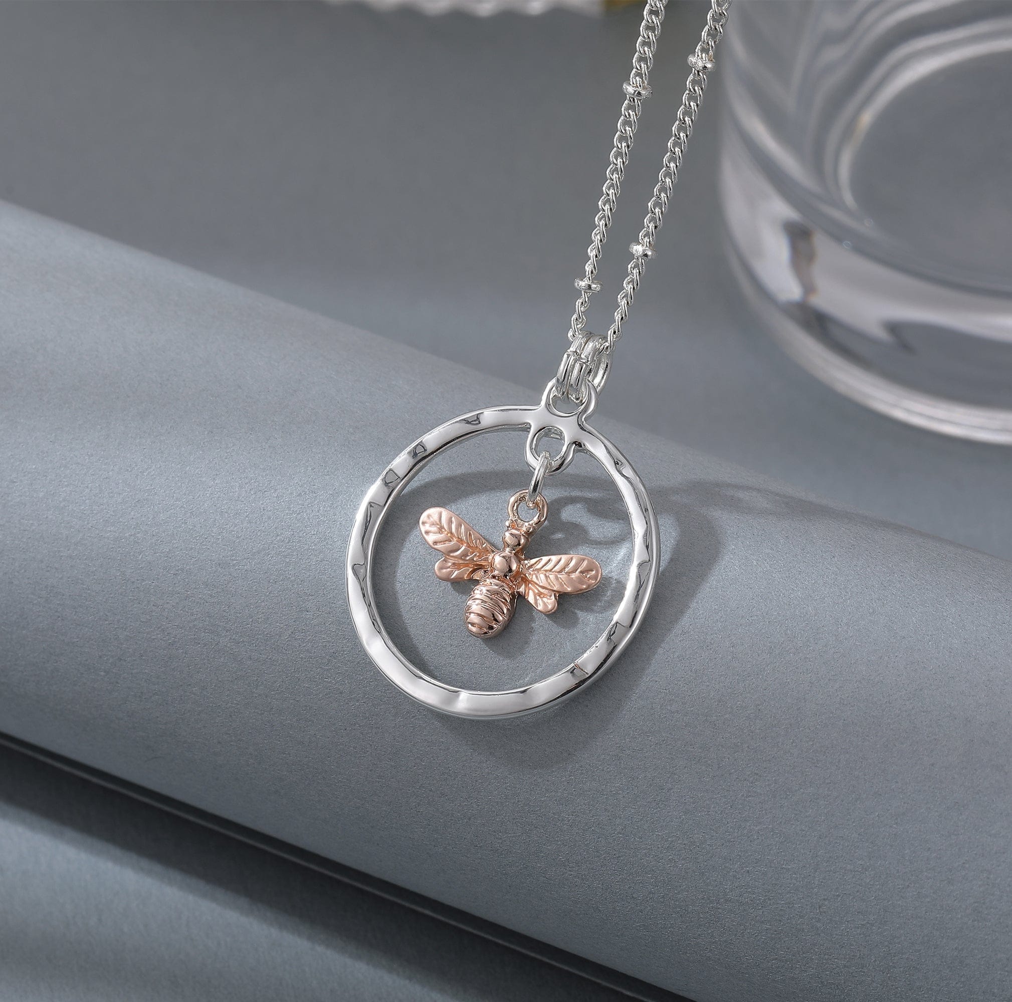 lusciousscarves Necklaces Silver necklace with rose gold bee pendant.