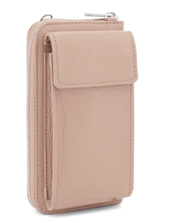 lusciousscarves Nude Genuine Italian Leather Crossbody Phone Bag and Purse,