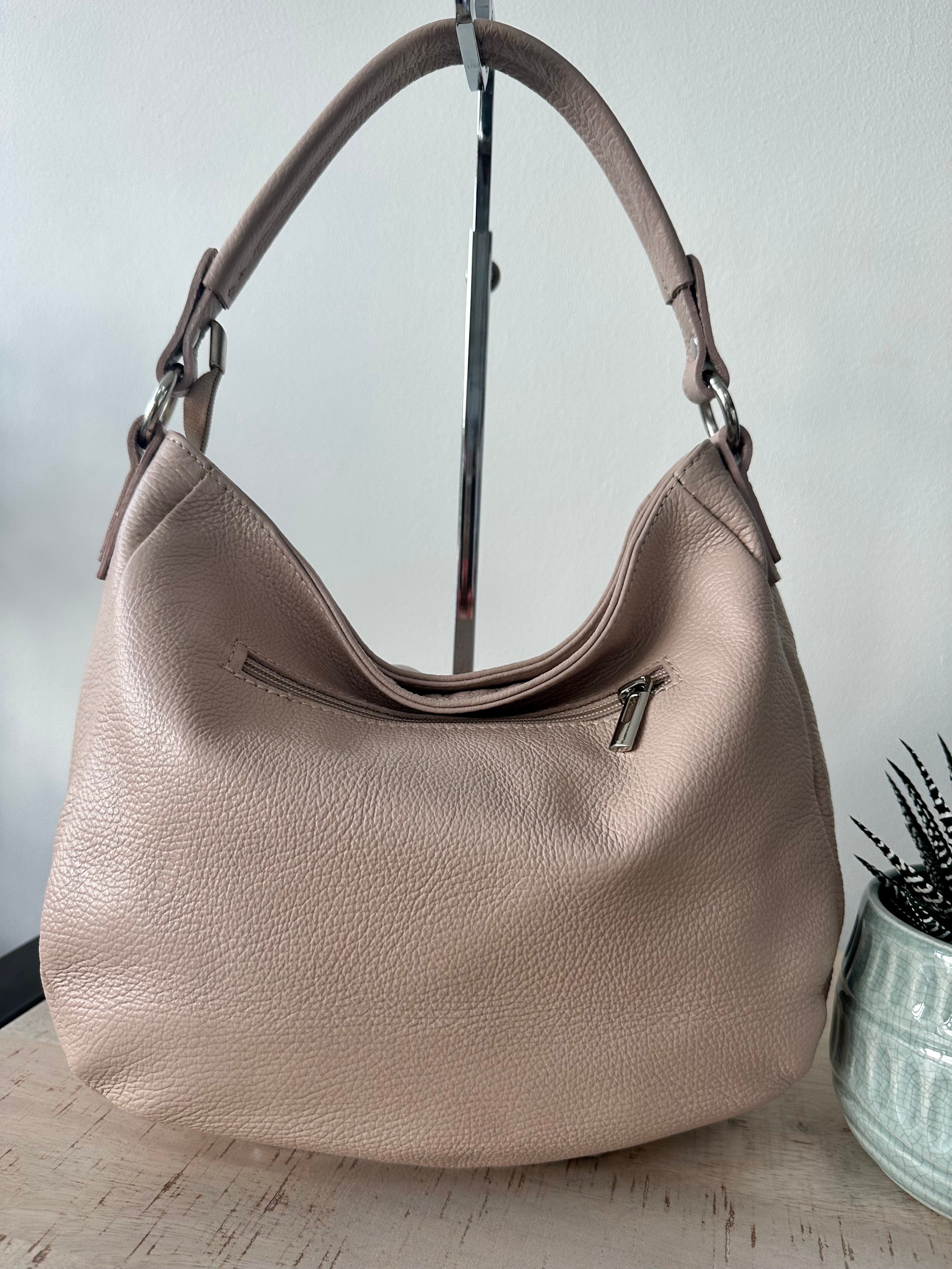 Nude Pink Italian Leather Shoulder Bag Handbag luscious scarves